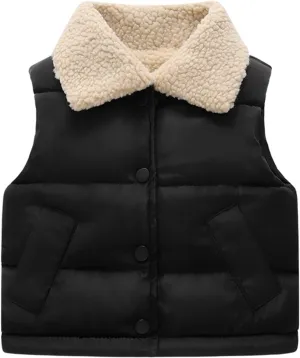 Toddler Boys Girls Vest Fleece Fuzzy Sleeveless Coat Outerwear Pockets Boy Coat with Thumb Holes