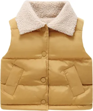 Toddler Boys Girls Vest Fleece Fuzzy Sleeveless Coat Outerwear Pockets Boy Coat with Thumb Holes