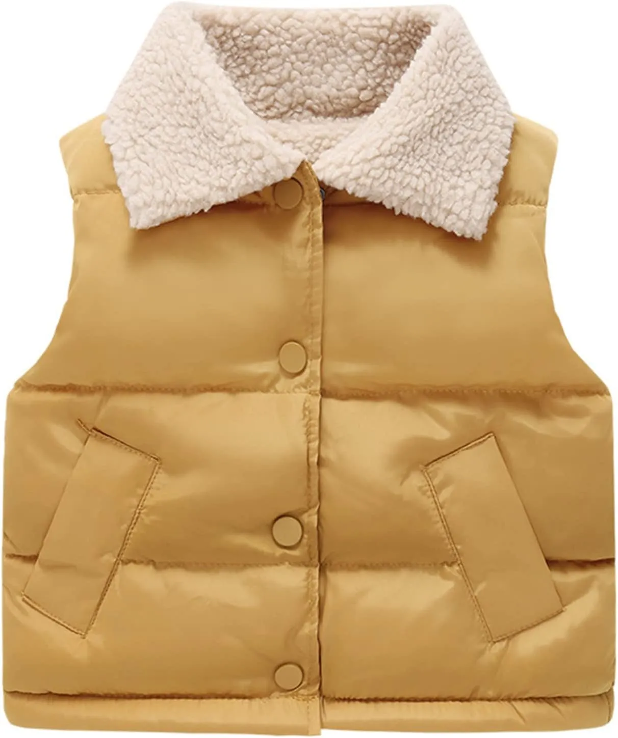 Toddler Boys Girls Vest Fleece Fuzzy Sleeveless Coat Outerwear Pockets Boy Coat with Thumb Holes