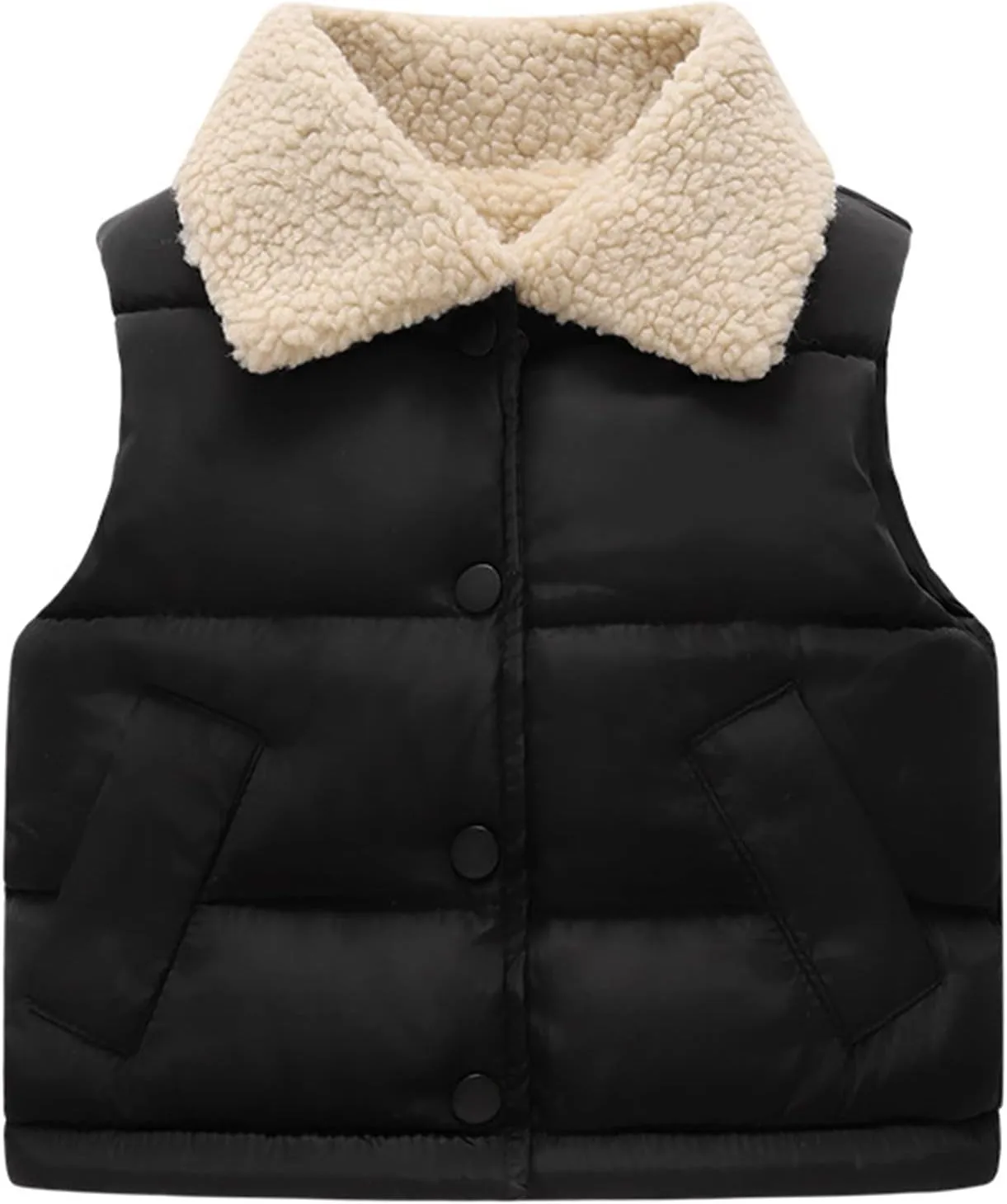 Toddler Boys Girls Vest Fleece Fuzzy Sleeveless Coat Outerwear Pockets Boy Coat with Thumb Holes