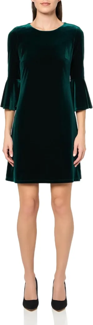 Tommy Hilfiger Women's Round Neck Printed Bell Sleeve Dress
