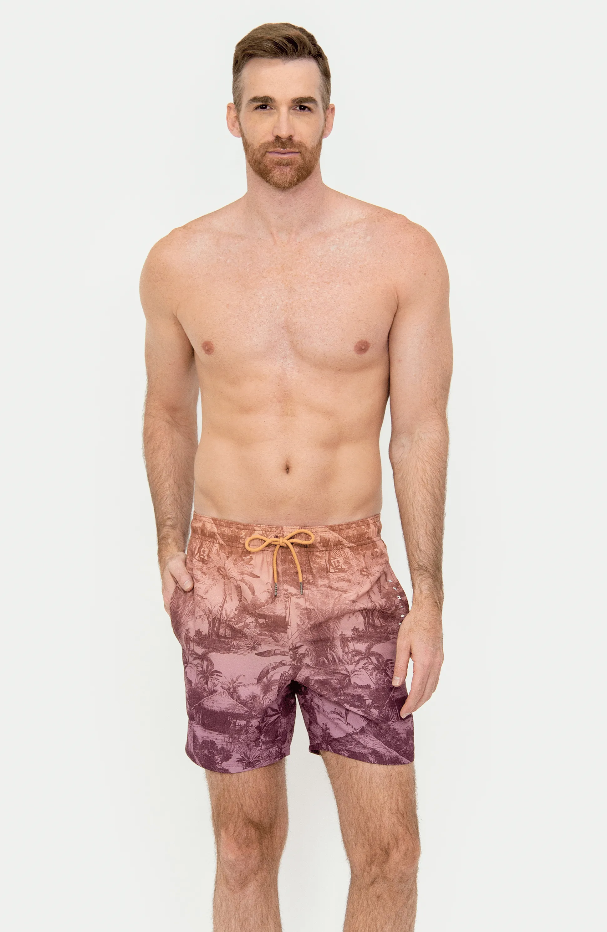 Traje de Baño Bermuda Caballero con Estampado de Paisaje, Bari Swimwear