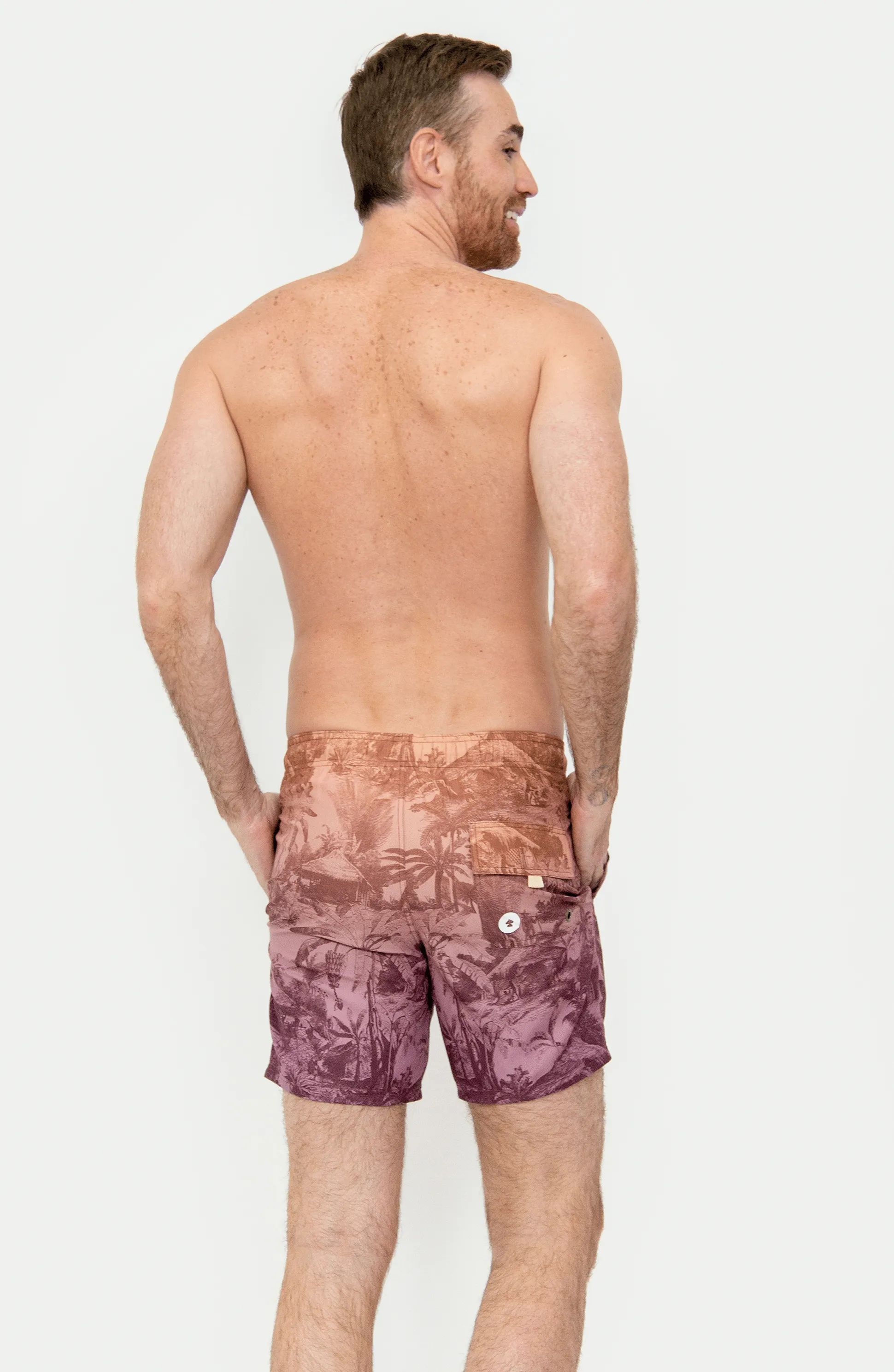Traje de Baño Bermuda Caballero con Estampado de Paisaje, Bari Swimwear
