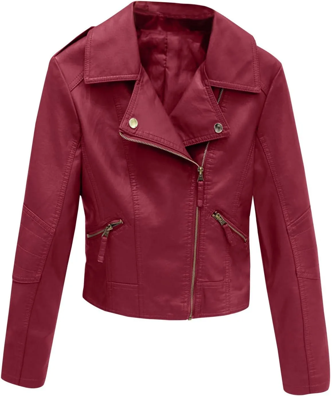 tuduoms Winter Jackets for Teen Girls Fashion Pu Leather Motorcycle Jacket Lapel Zipper Slim Bomber Coat Winter Warm Outwear