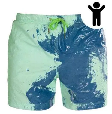 Turquoise Sea Foam Color Changing Kid Trunks