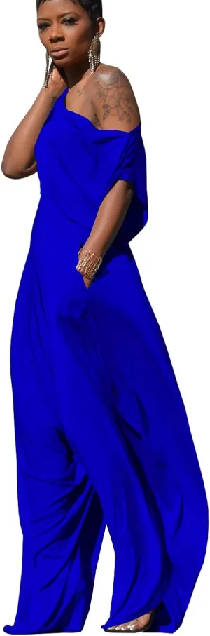 Two Piece Outfits for Women Sexy One Shoulder Tops with Harem Pants Set Boho Jumpsuit Sets Tracksuit