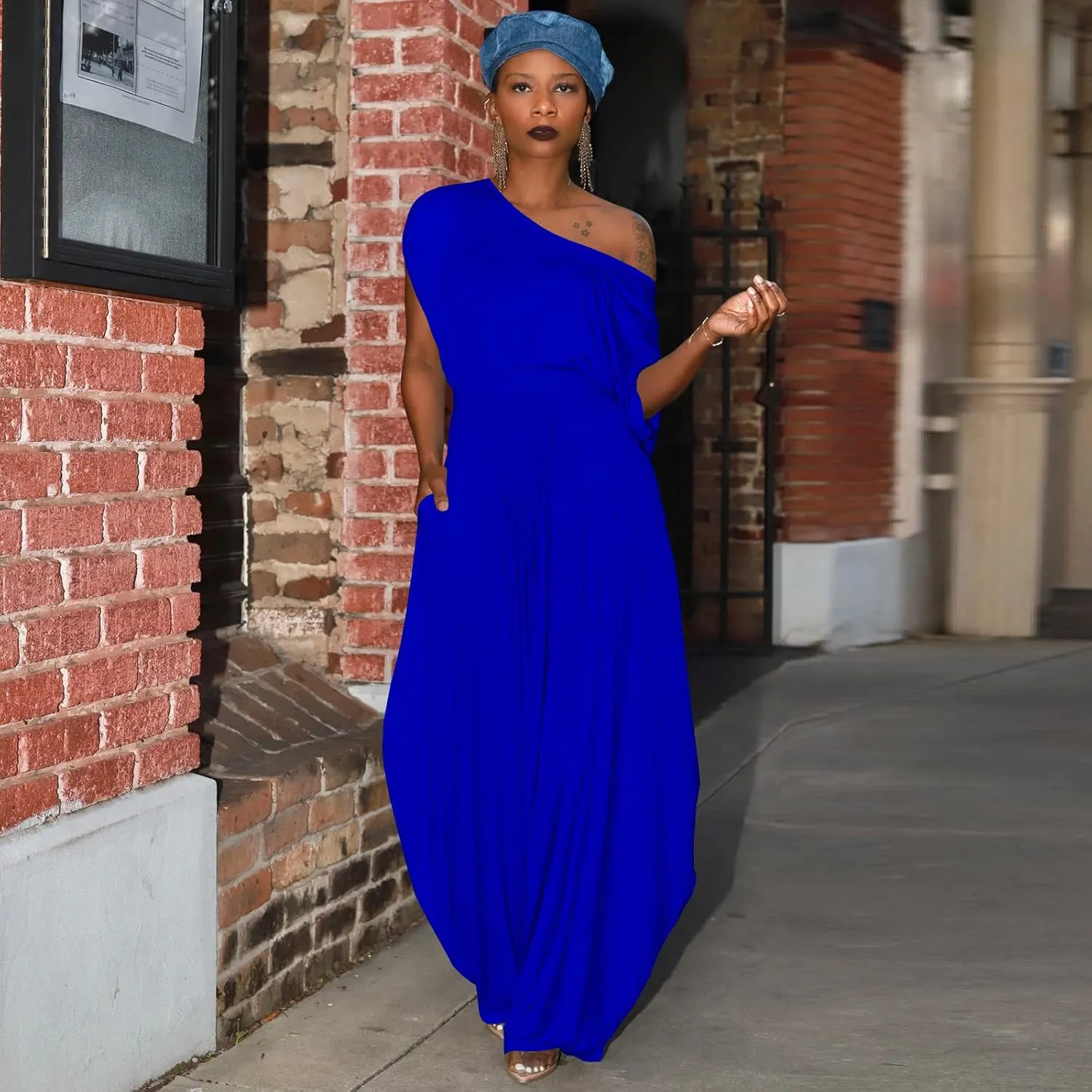 Two Piece Outfits for Women Sexy One Shoulder Tops with Harem Pants Set Boho Jumpsuit Sets Tracksuit