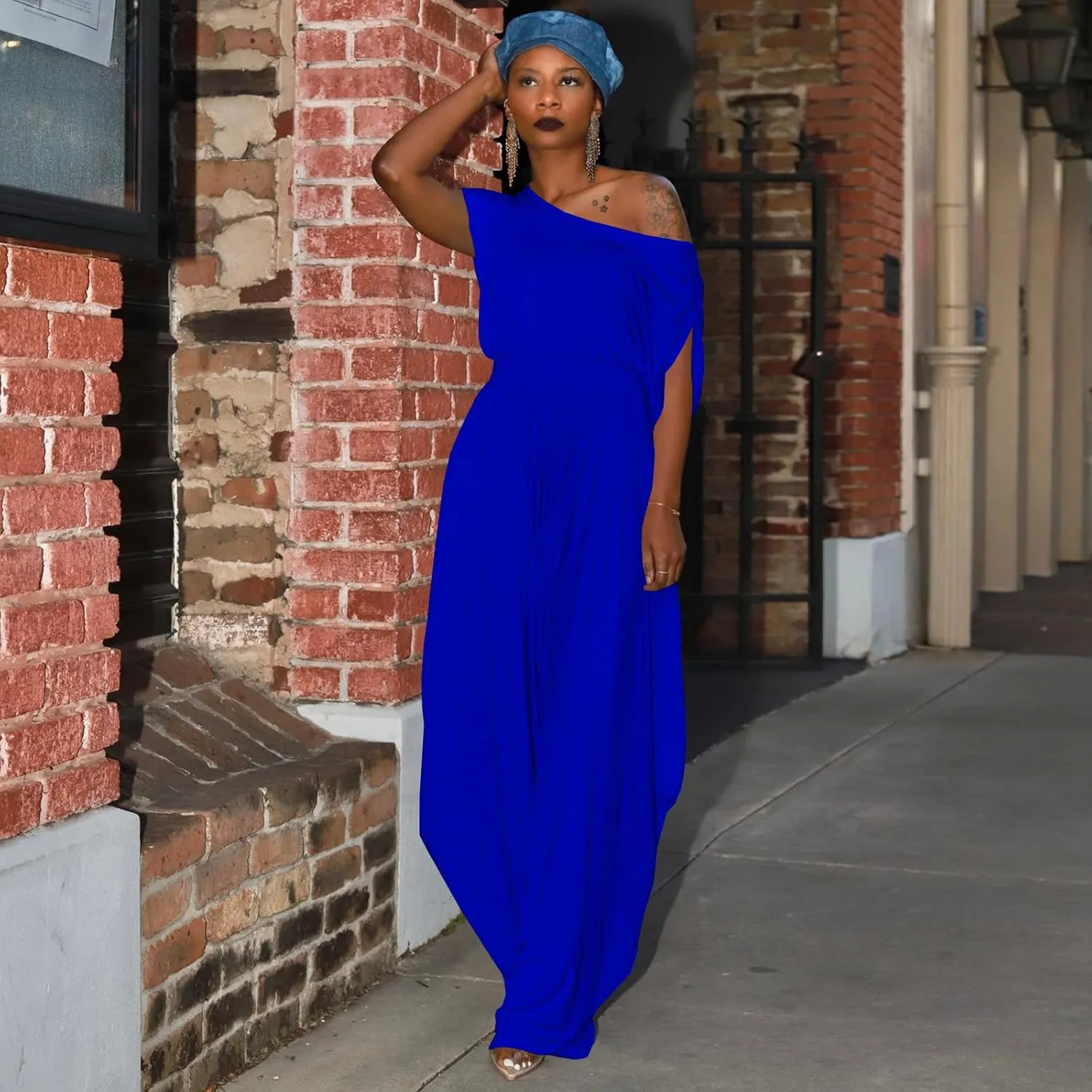 Two Piece Outfits for Women Sexy One Shoulder Tops with Harem Pants Set Boho Jumpsuit Sets Tracksuit