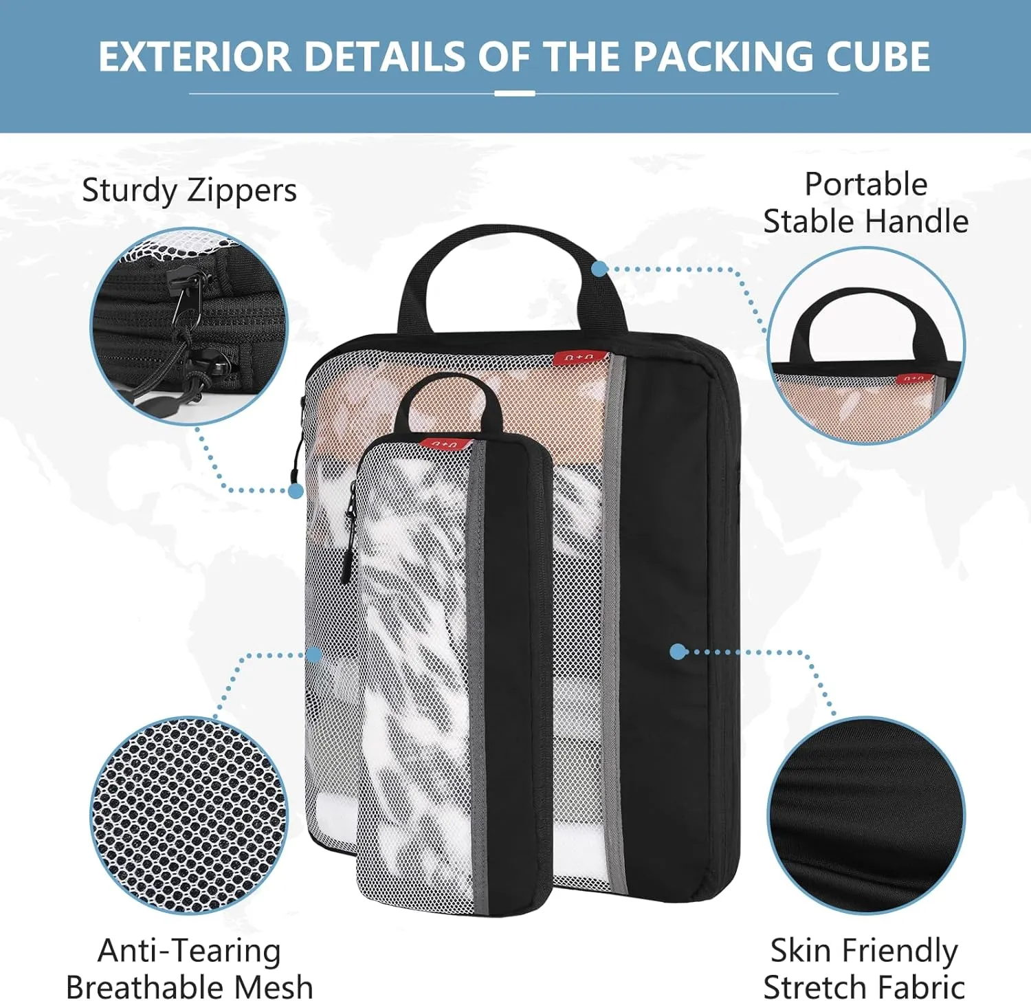 U U 2 Set Compression Packing Cubes for Suitcases, Lightweight Travel Essentials for Carry, Suitcase Organizer Bag Set in 2 Sizes (Large, Small)