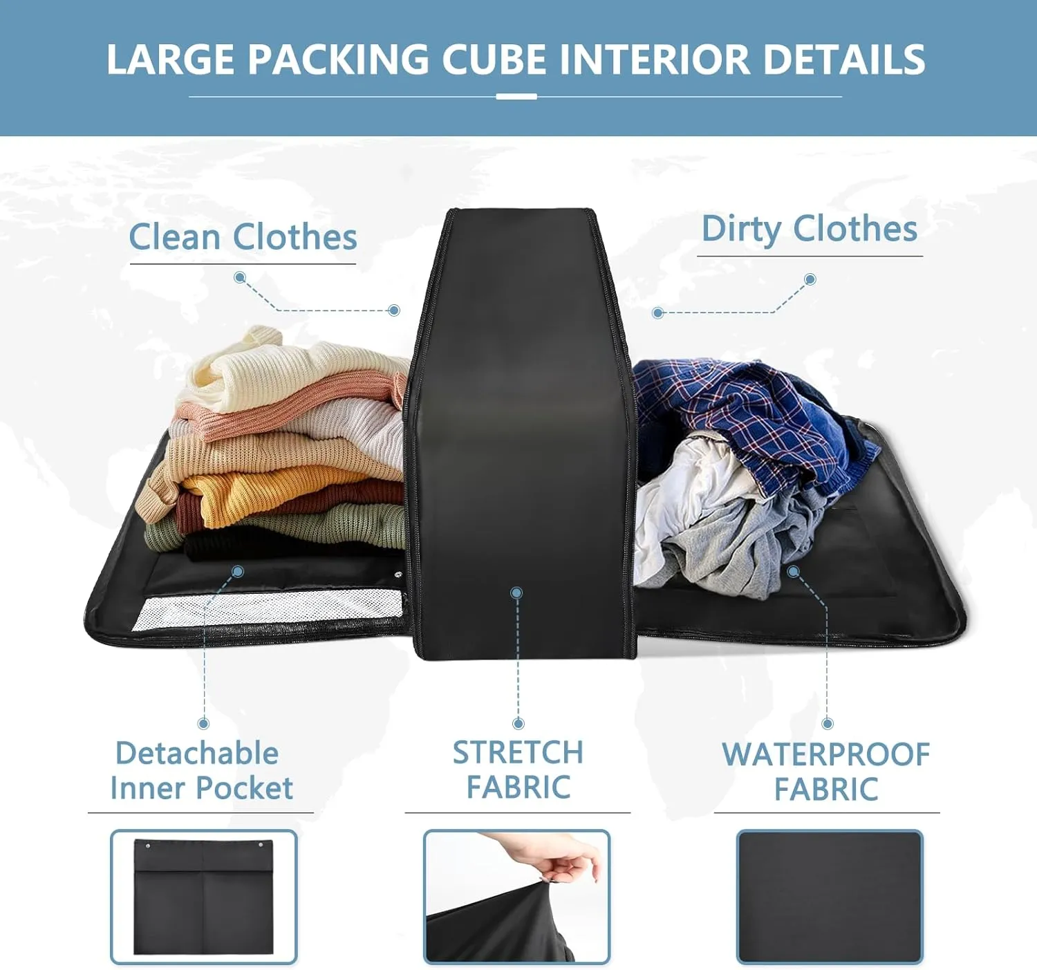 U U 2 Set Compression Packing Cubes for Suitcases, Lightweight Travel Essentials for Carry, Suitcase Organizer Bag Set in 2 Sizes (Large, Small)