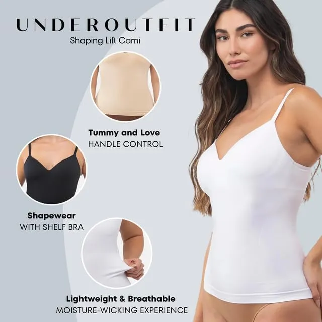Underoutfit Shaping Lift Cami - Camisole with Built-in Shelf Bra, Slimming Tank Top for Women
