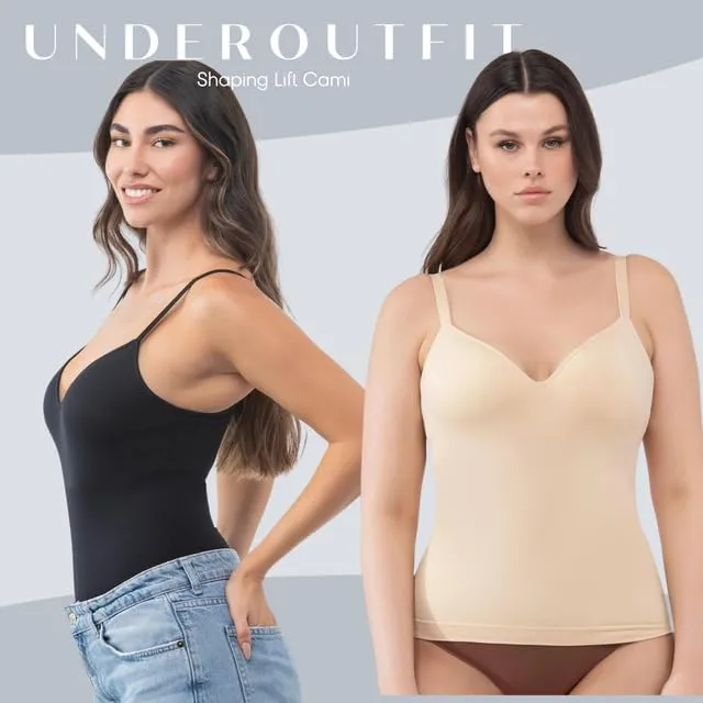 Underoutfit Shaping Lift Cami - Camisole with Built-in Shelf Bra, Slimming Tank Top for Women