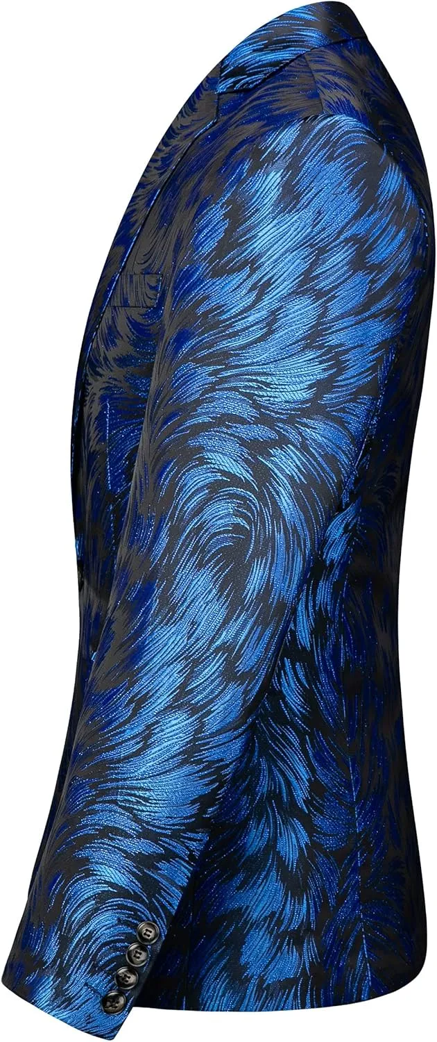 UNINUKOO Mens Casual Floral Blazer Dress Slim Fit Prom Party Paisley Suit Jacket for Men
