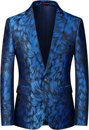 UNINUKOO Mens Casual Floral Blazer Dress Slim Fit Prom Party Paisley Suit Jacket for Men