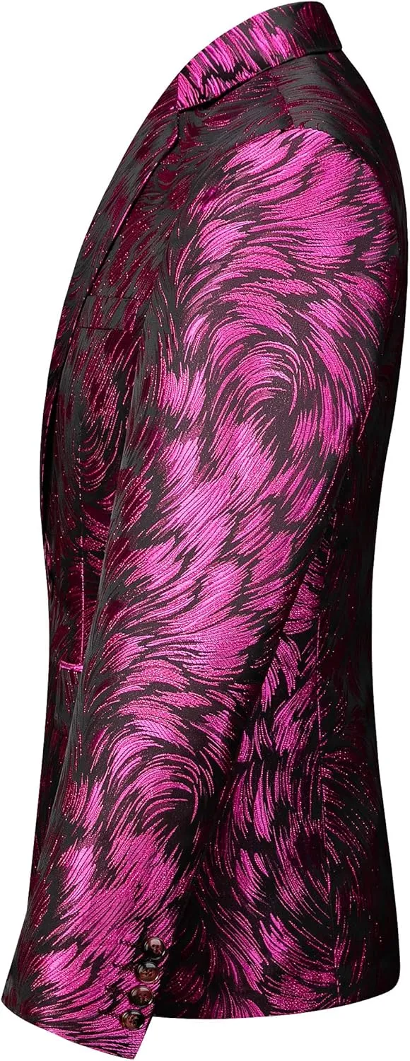 UNINUKOO Mens Casual Floral Blazer Dress Slim Fit Prom Party Paisley Suit Jacket for Men