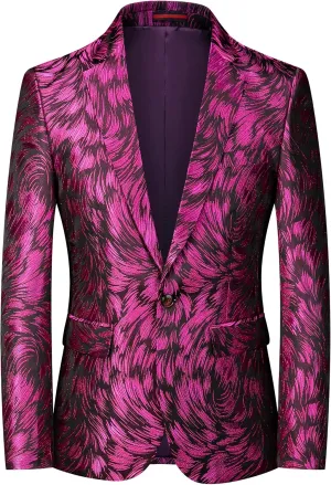 UNINUKOO Mens Casual Floral Blazer Dress Slim Fit Prom Party Paisley Suit Jacket for Men