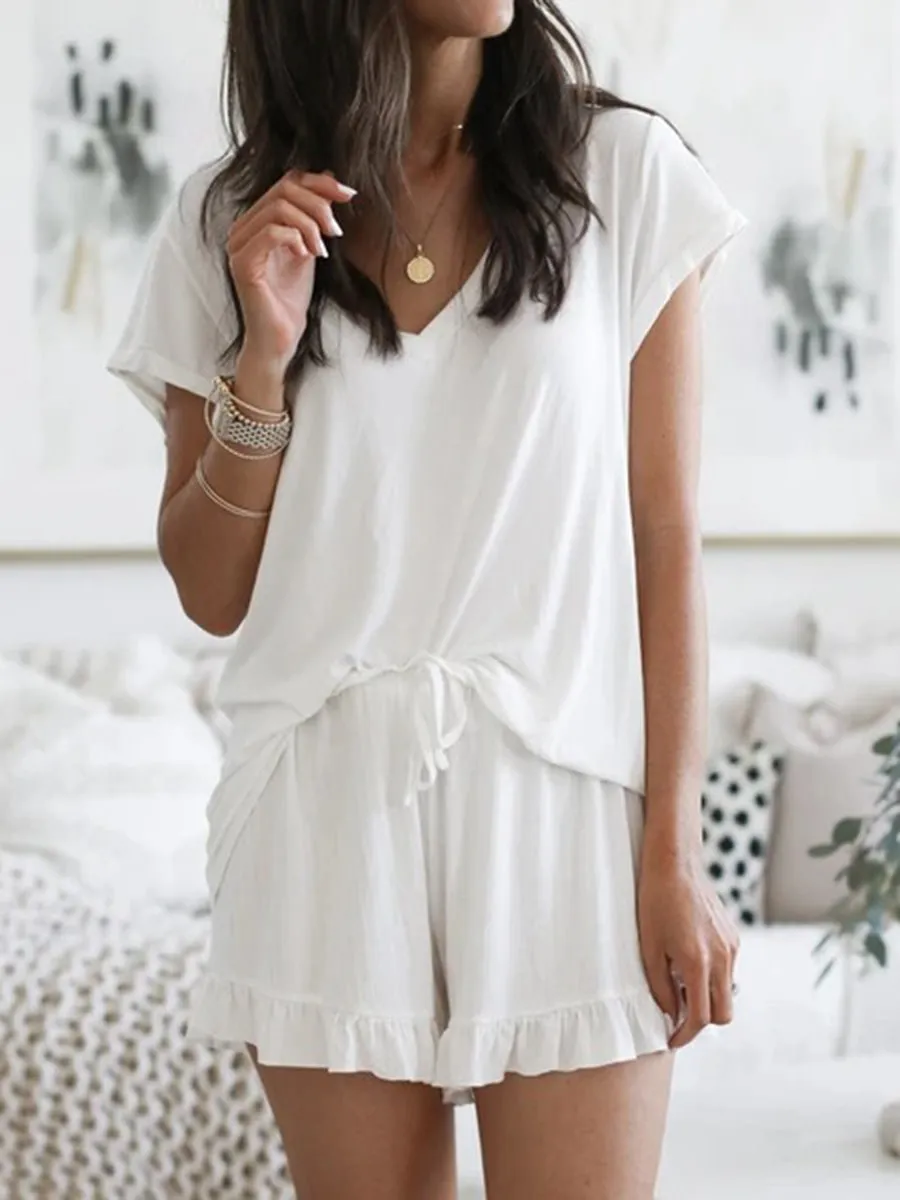 V-neck Casual Two-piece Suit