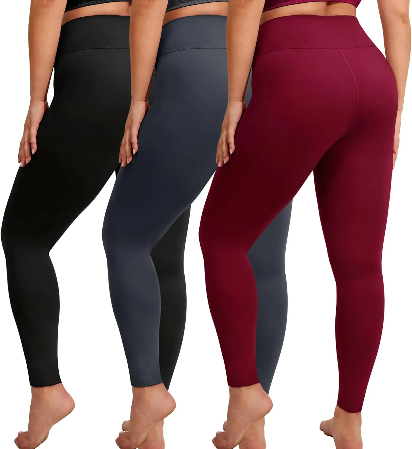 VALANDY Creamlush 3 Pack Plus Size Leggings for Women-High Waisted Soft Stretchy Yoga Pants,L-5XL
