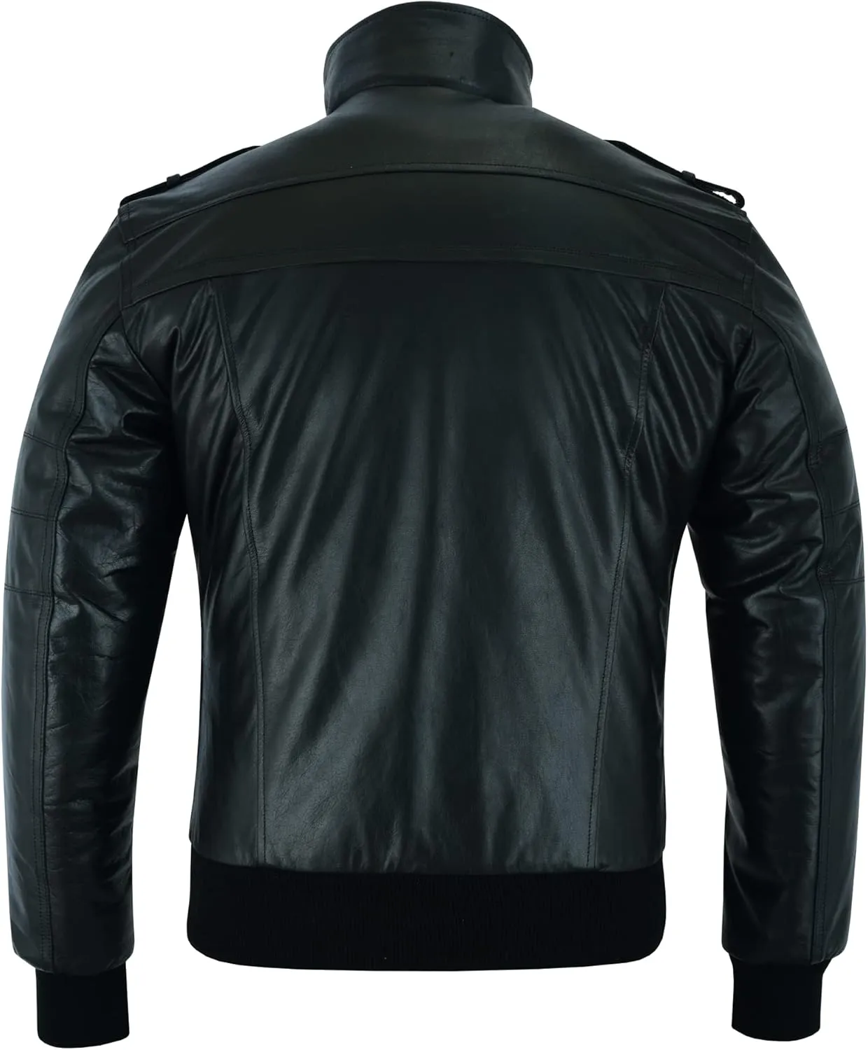 Vance Leather' Men's Sven Bomber Black Waxed Premium Cowhide Motorcycle Leather Jacket with Removeable Hood