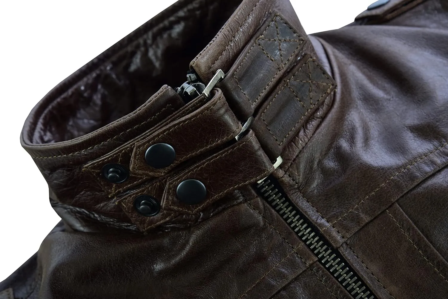 Vance Leather' Men's Sven Bomber Black Waxed Premium Cowhide Motorcycle Leather Jacket with Removeable Hood