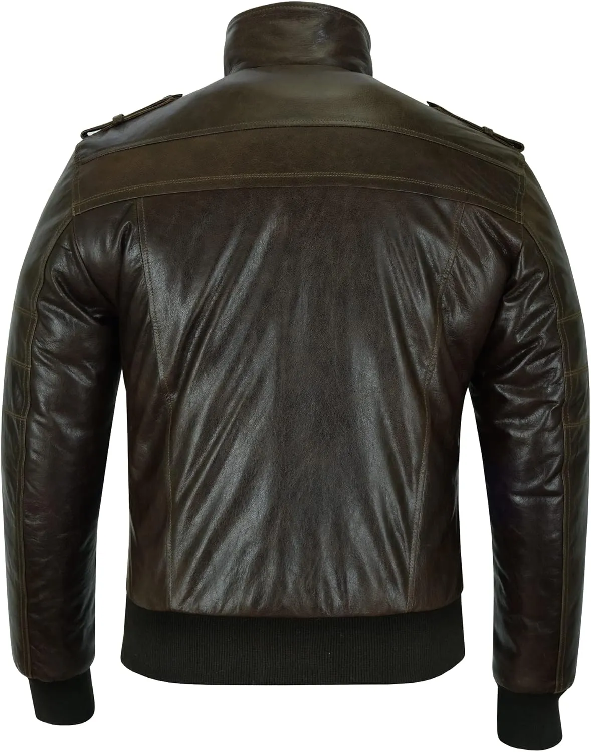 Vance Leather' Men's Sven Bomber Black Waxed Premium Cowhide Motorcycle Leather Jacket with Removeable Hood