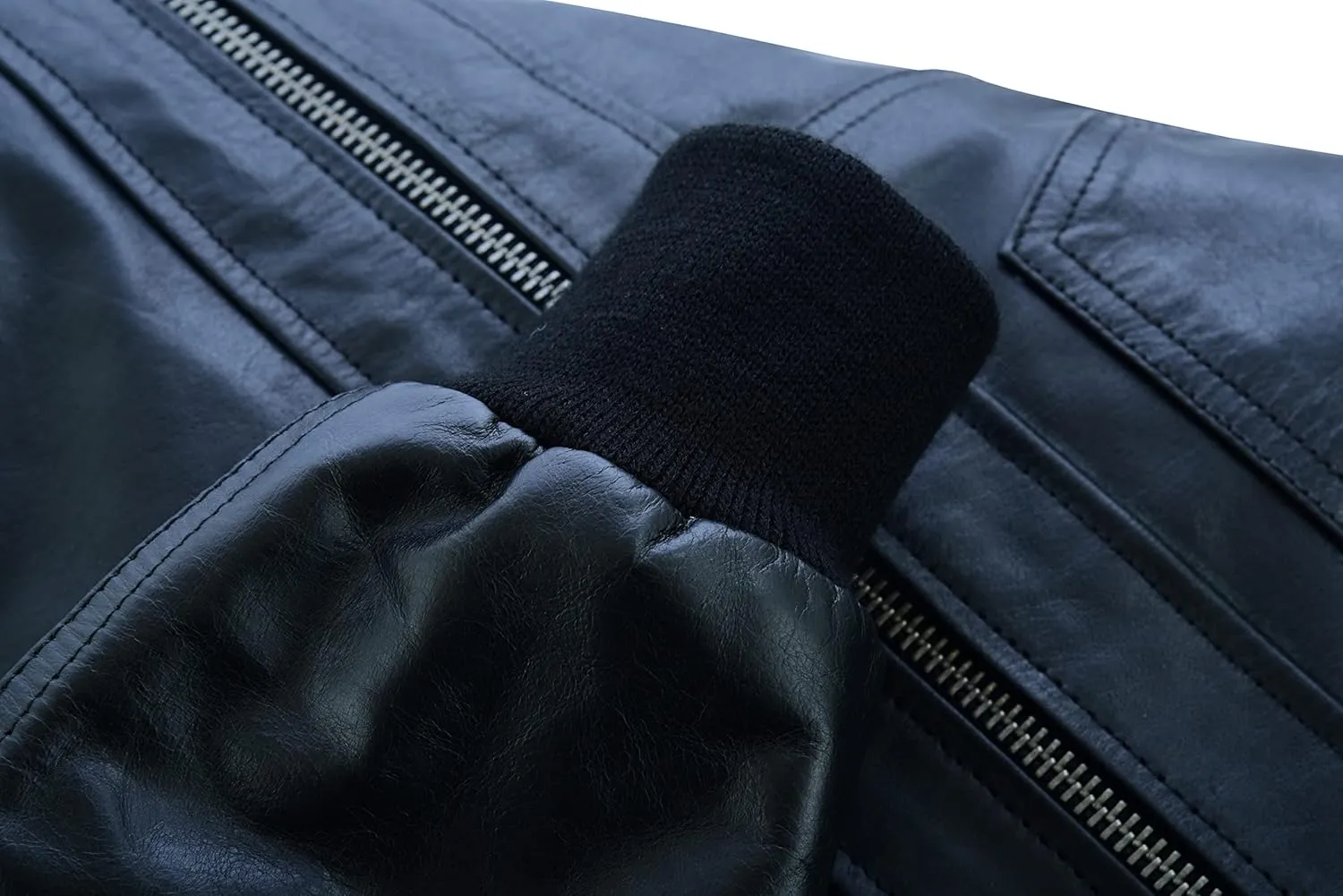 Vance Leather' Men's Sven Bomber Black Waxed Premium Cowhide Motorcycle Leather Jacket with Removeable Hood