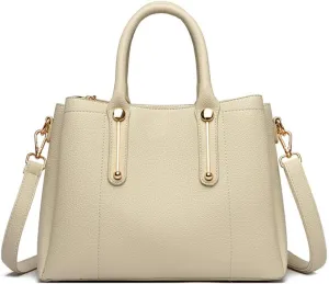 Vegan Leather Handbags for Women - Stylish Top Handle Crossbody Satchel Tote in Khaki