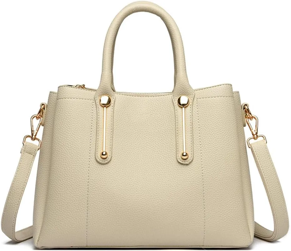 Vegan Leather Handbags for Women - Stylish Top Handle Crossbody Satchel Tote in Khaki