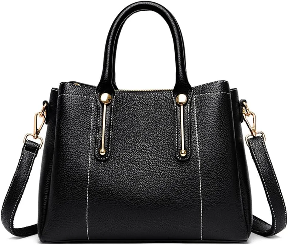Vegan Leather Handbags for Women - Stylish Top Handle Crossbody Satchel Tote in Khaki
