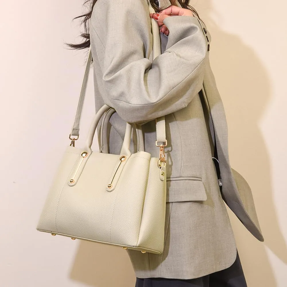 Vegan Leather Handbags for Women - Stylish Top Handle Crossbody Satchel Tote in Khaki