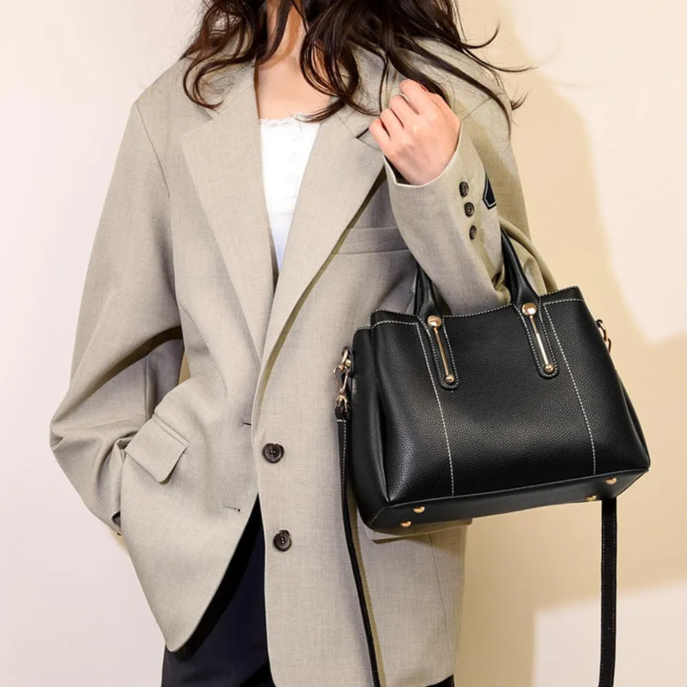 Vegan Leather Handbags for Women - Stylish Top Handle Crossbody Satchel Tote in Khaki