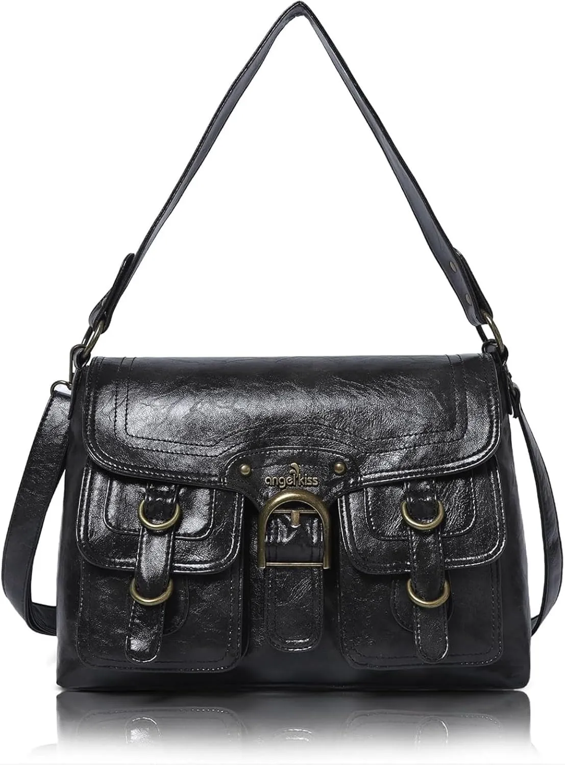 Vegan Leather Hobo Bag for Women | Stylish Crossbody Tote Satchel Handbag(Black 2)