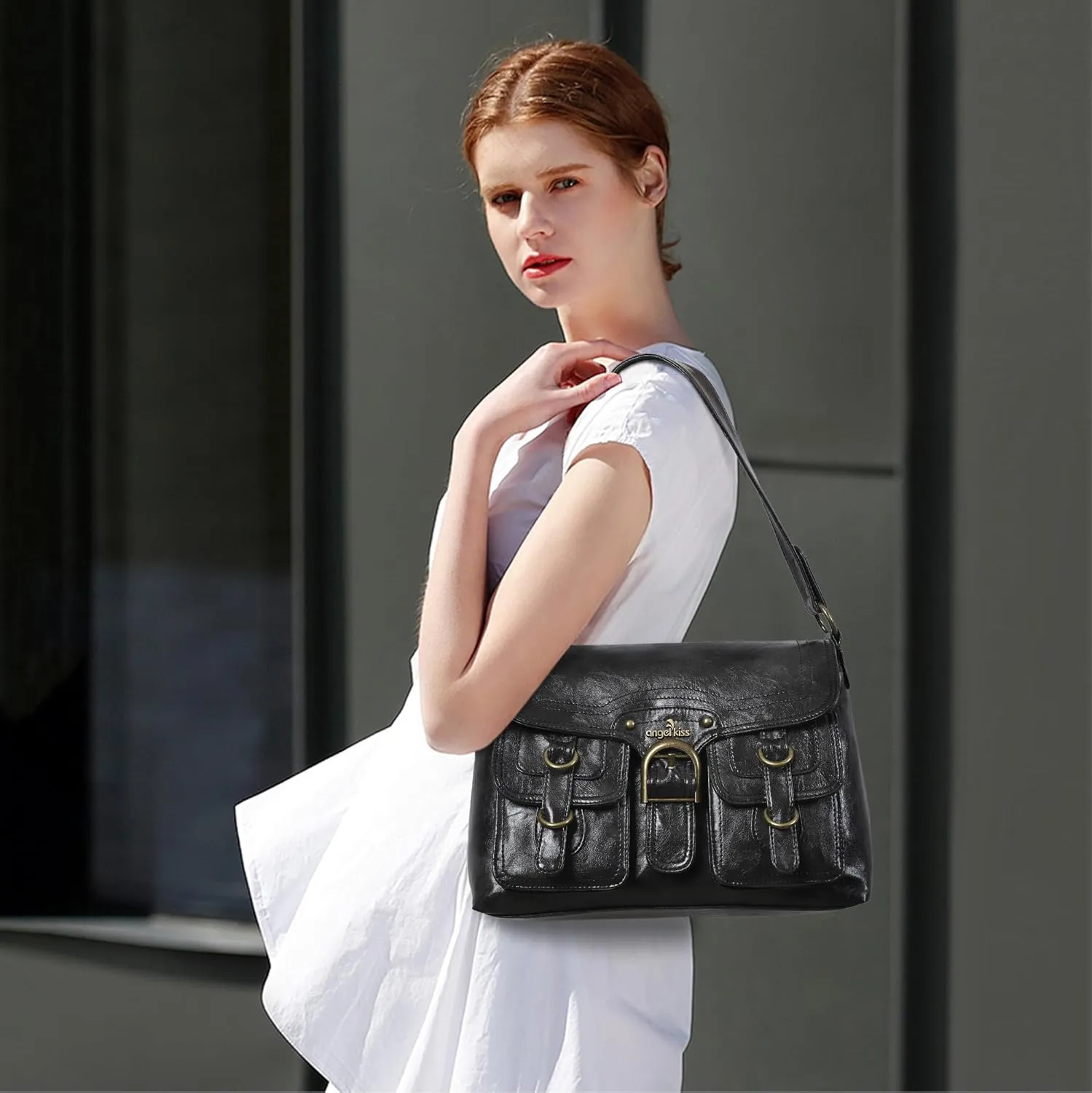 Vegan Leather Hobo Bag for Women | Stylish Crossbody Tote Satchel Handbag(Black 2)