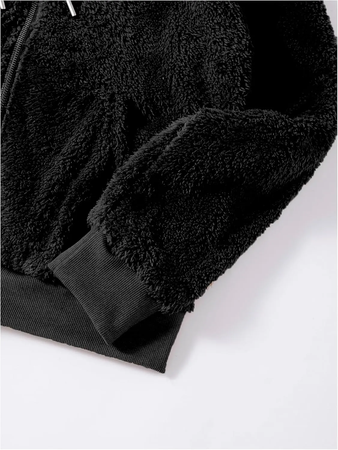 Verdusa Women's Oversized Fuzzy Faux Fur Jacket Outerwear Zip Up Hoodie Teddy Coat with Pockets