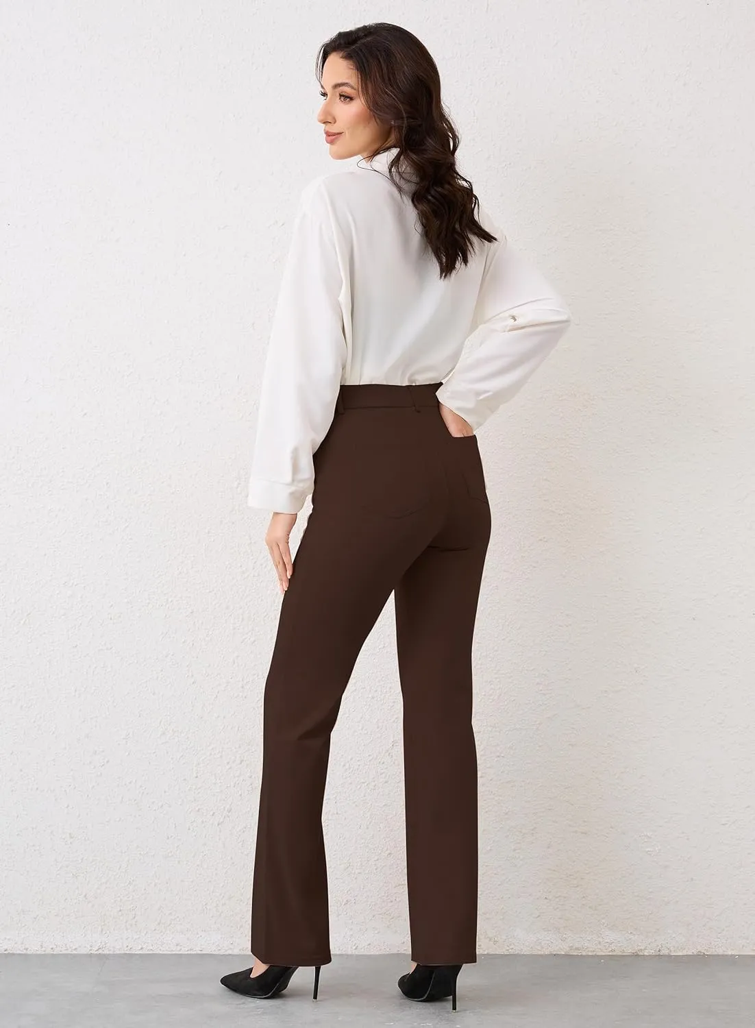 VIMPEP 2024 Fall Womens Classic Yoga Dress Pants High Rise Straight Soft Feeling Pull On Work Yoga Pants for Casual 2202