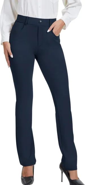 VIMPEP 2024 Fall Womens Classic Yoga Dress Pants High Rise Straight Soft Feeling Pull On Work Yoga Pants for Casual 2202