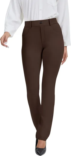 VIMPEP 2024 Fall Womens Classic Yoga Dress Pants High Rise Straight Soft Feeling Pull On Work Yoga Pants for Casual 2202
