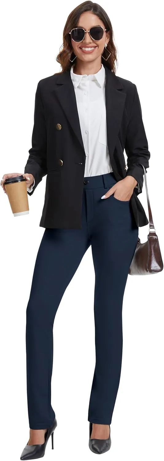VIMPEP 2024 Fall Womens Classic Yoga Dress Pants High Rise Straight Soft Feeling Pull On Work Yoga Pants for Casual 2202