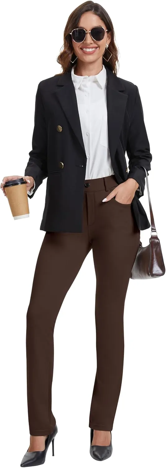 VIMPEP 2024 Fall Womens Classic Yoga Dress Pants High Rise Straight Soft Feeling Pull On Work Yoga Pants for Casual 2202