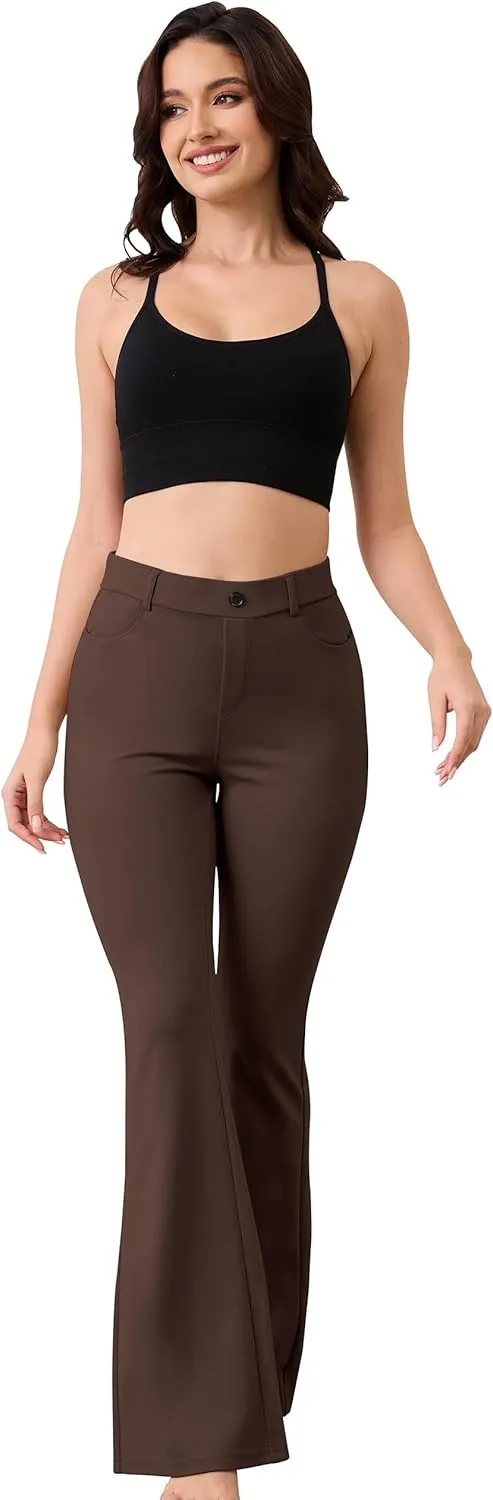 VIMPEP Womens Classic Yoga Dress Pants High Rise Flare Soft Feeling Pull On Work Yoga Pants for Business Office Work 2102