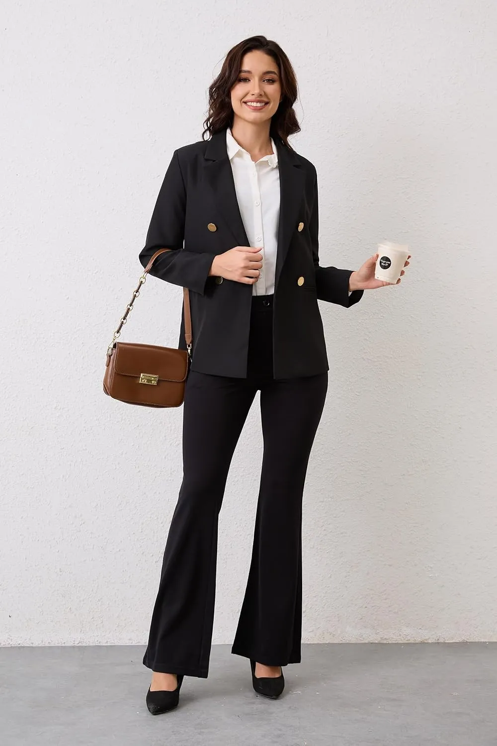 VIMPEP Womens Classic Yoga Dress Pants High Rise Flare Soft Feeling Pull On Work Yoga Pants for Business Office Work 2102