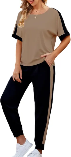 VIMPUNEC Women 2 Piece Outfits Summer Casual Lounge Sets Soft Sweatsuits Trendy Matching Sets