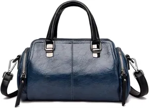 Vintage Leather Satchel Handbag for Women - Stylish Top Handle Crossbody Purse in Yellow