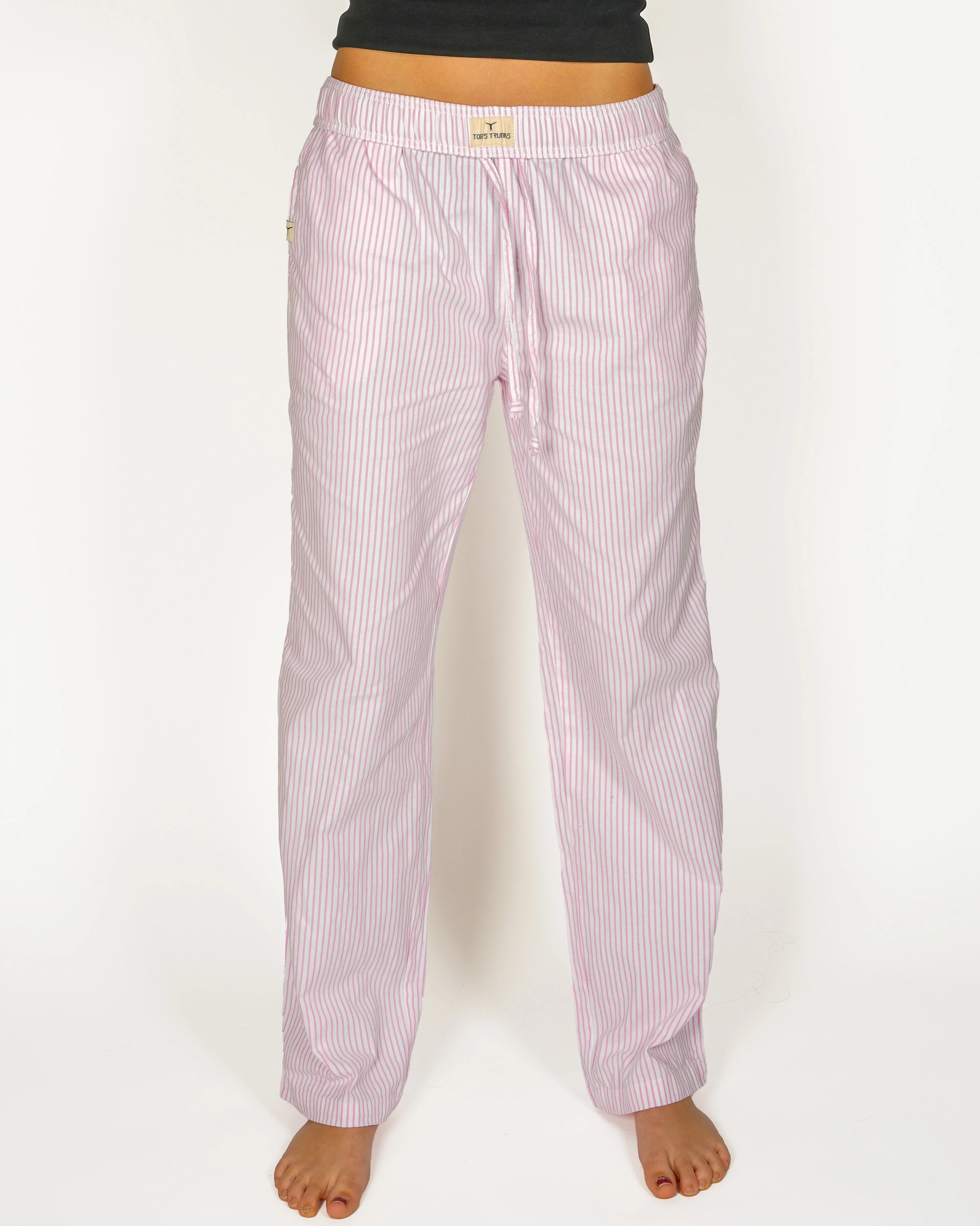White & Pink Pinstripe Trousers