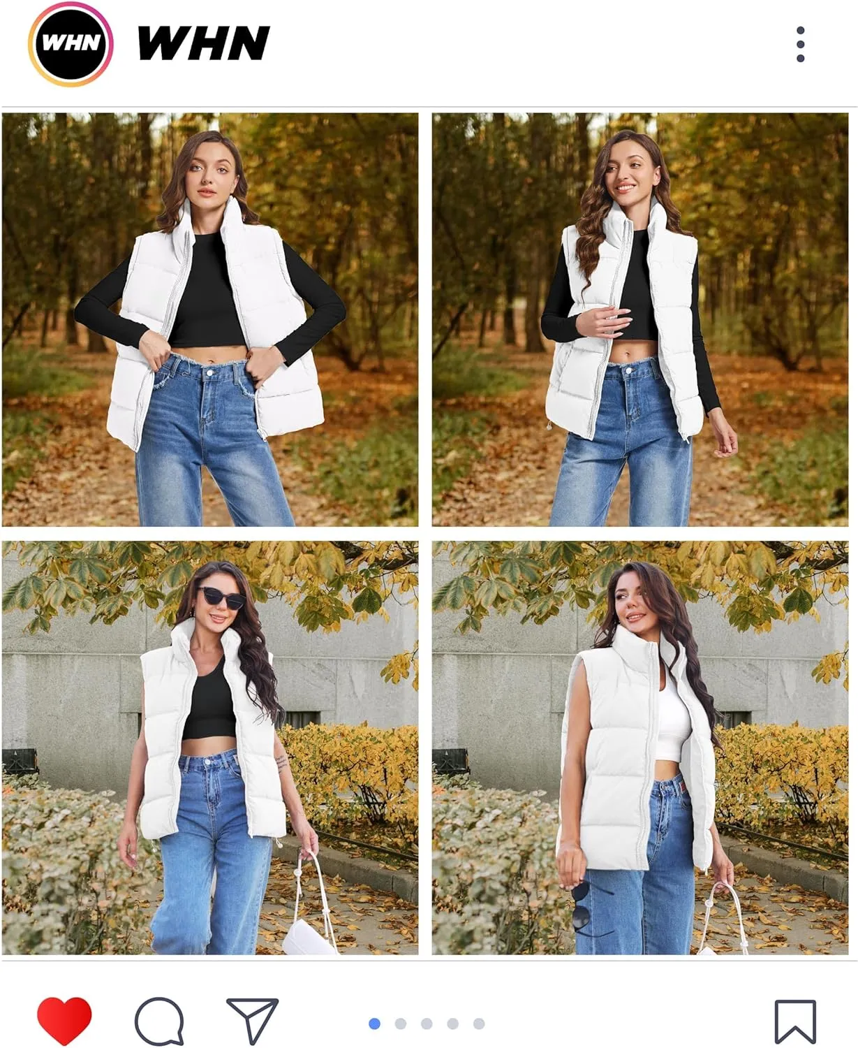 WHN Women's Oversized Puffer Vest Sleeveless Padded Jacket Coat Zip Up Winter Warm Outerwear