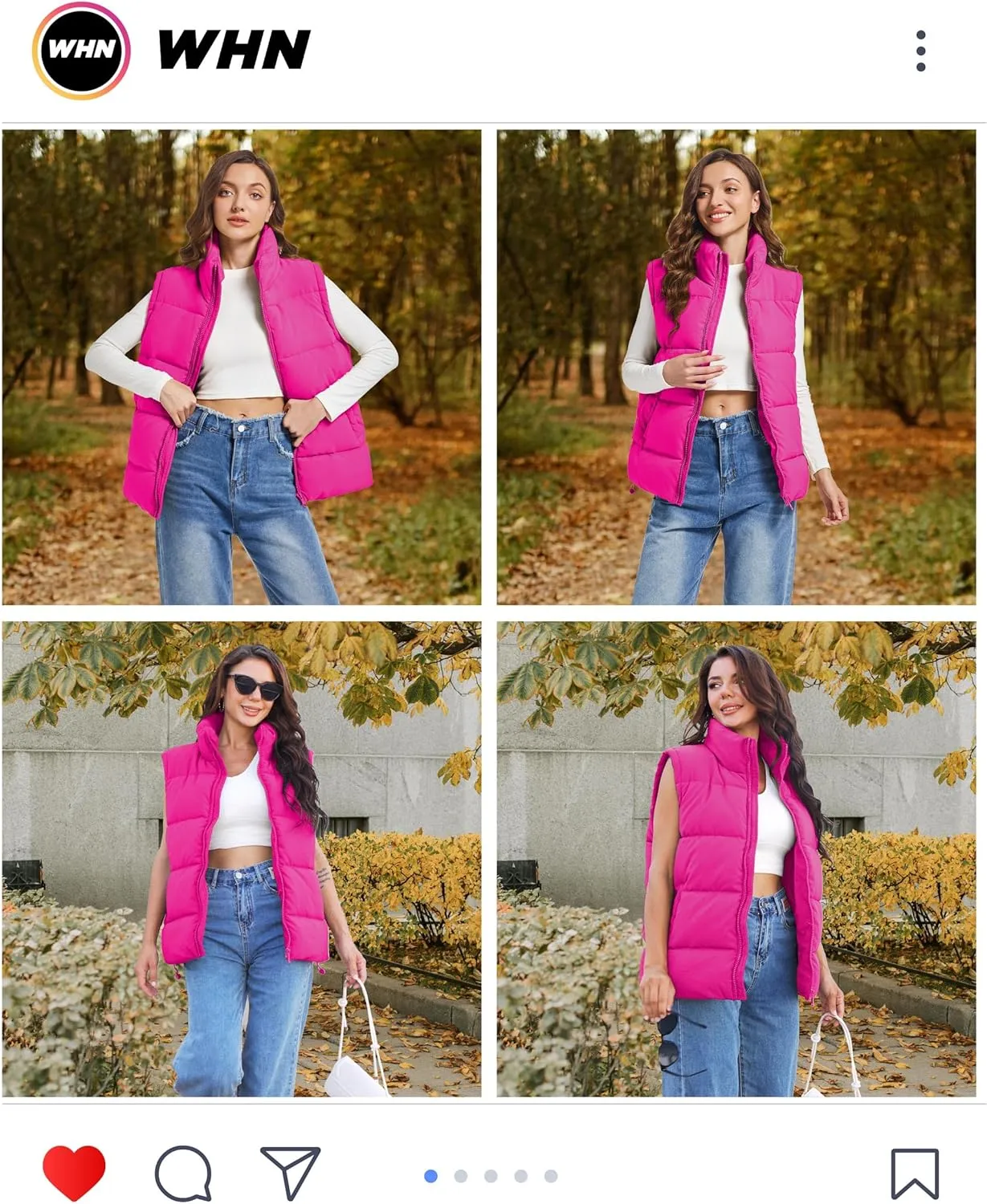 WHN Women's Oversized Puffer Vest Sleeveless Padded Jacket Coat Zip Up Winter Warm Outerwear