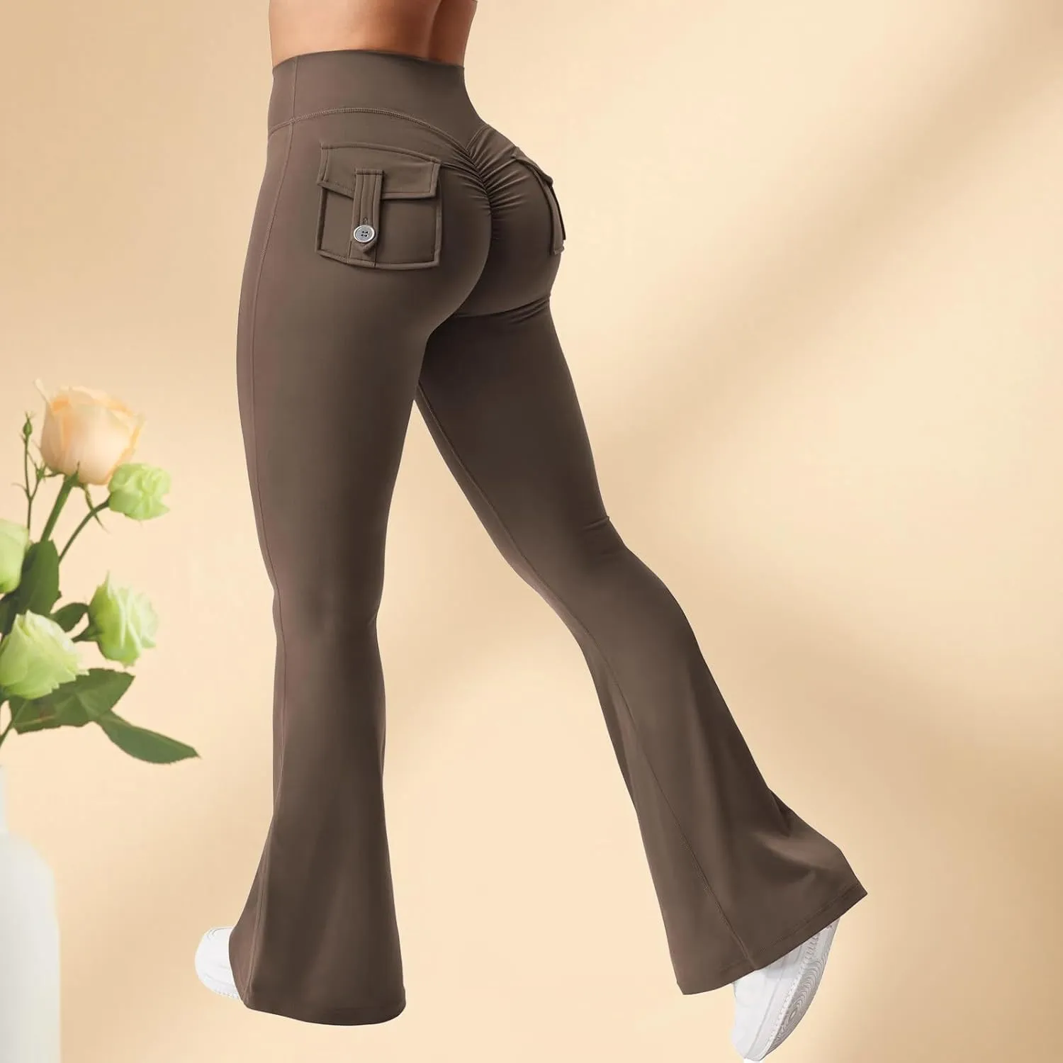 Wide Leg Pants Woman Yoga Fit High Waisted Sweatpants Soft Flare Leggings Athletic Tummy Control Trouser Cargo Pant