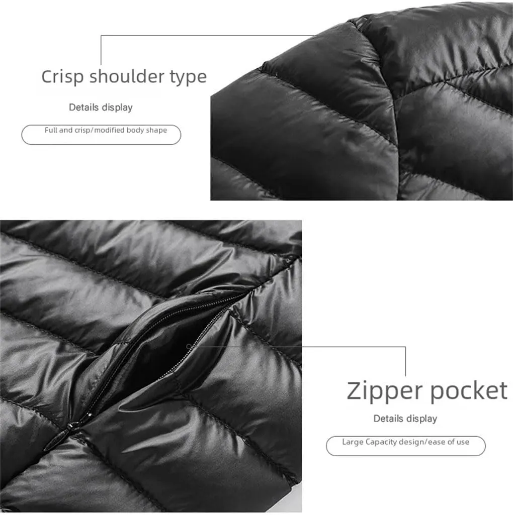 Winter Men's Lightweight Down Jacket Casual Cotton-Padded Coat Hooded Jacket Warm Outerwear Short Coat
