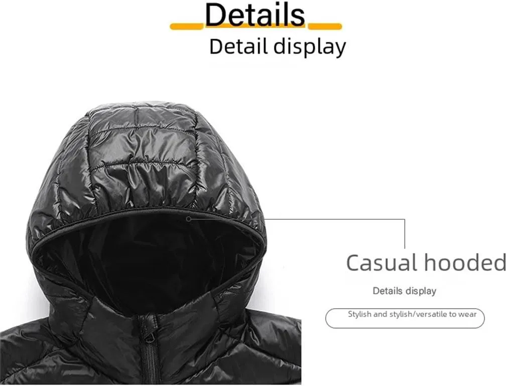 Winter Men's Lightweight Down Jacket Casual Cotton-Padded Coat Hooded Jacket Warm Outerwear Short Coat