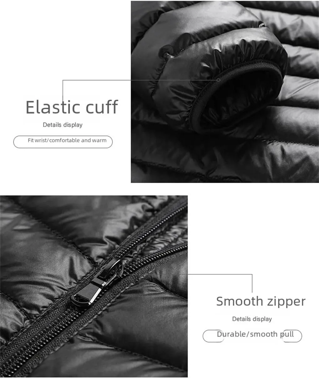 Winter Men's Lightweight Down Jacket Casual Cotton-Padded Coat Hooded Jacket Warm Outerwear Short Coat